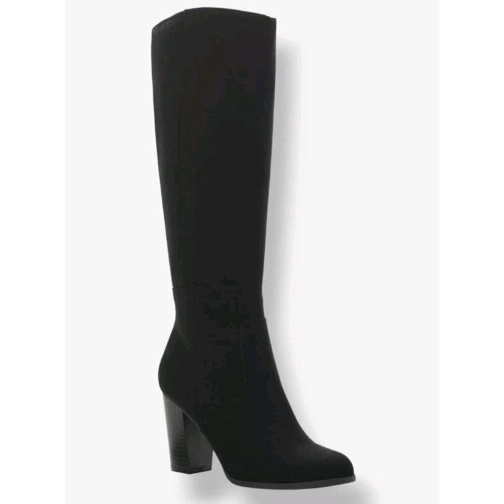 Style & Co ~Woman Size 7M~ Black "Addyy" Knee High Wide Calf Sued Dress Boots.